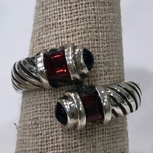 925 Silver Real Gemstones Vintage size 7 Twister Ring SU Mark